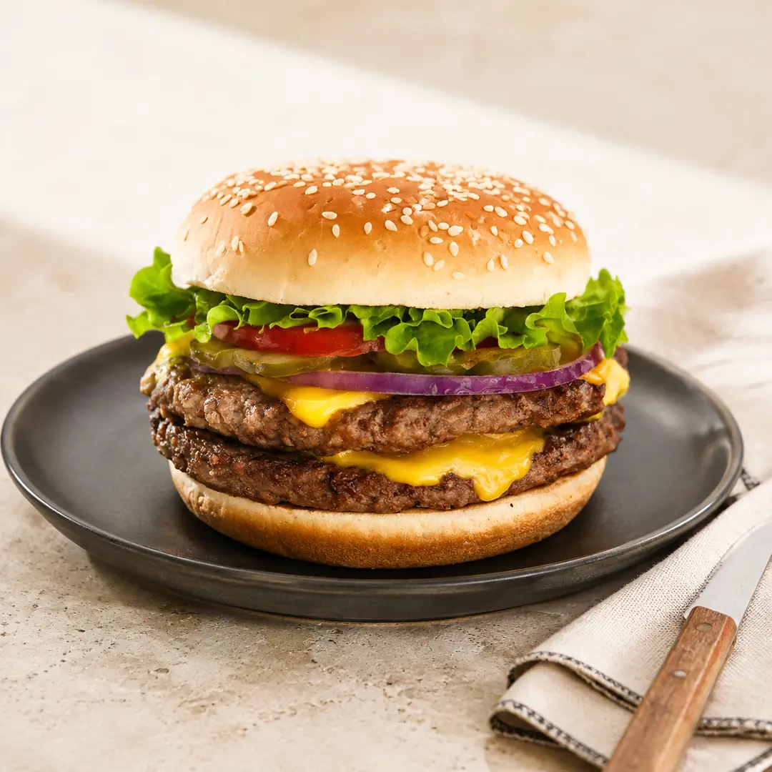 HJEMMELAVET DOBBELT BACON CHEESE BURGER